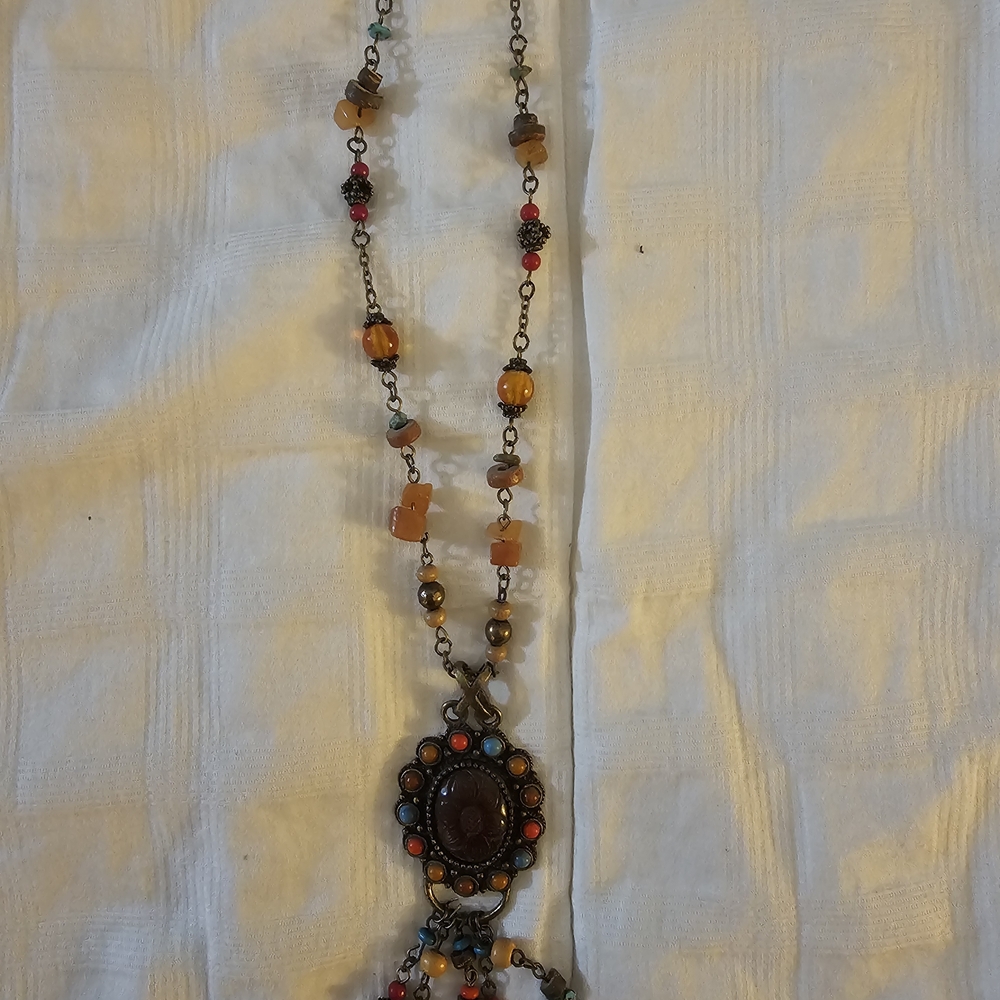 Artisan Amber and Brown Beaded Necklace